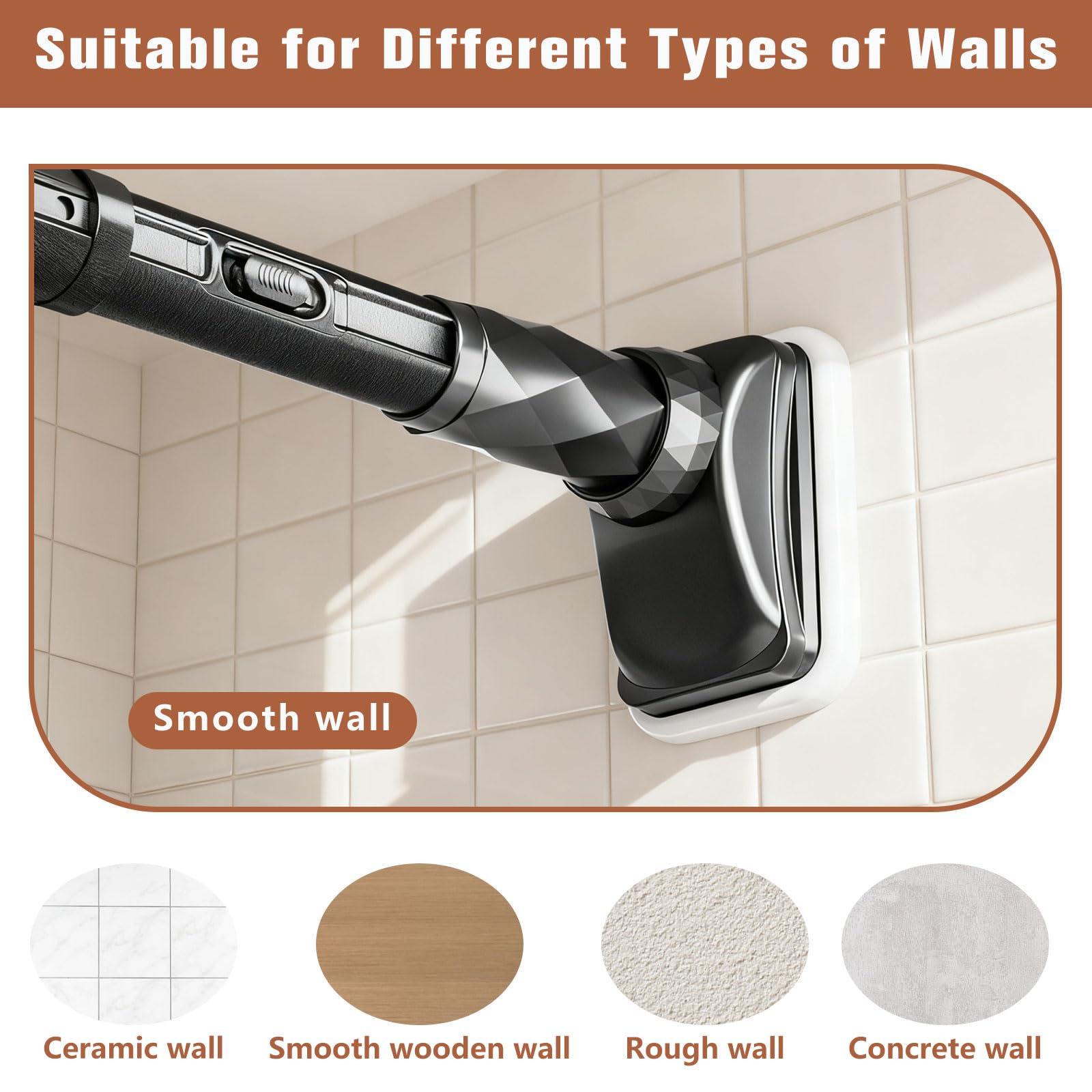 Black Adjustable Tension Shower Rod 40-87 inch Supports 30lbs
