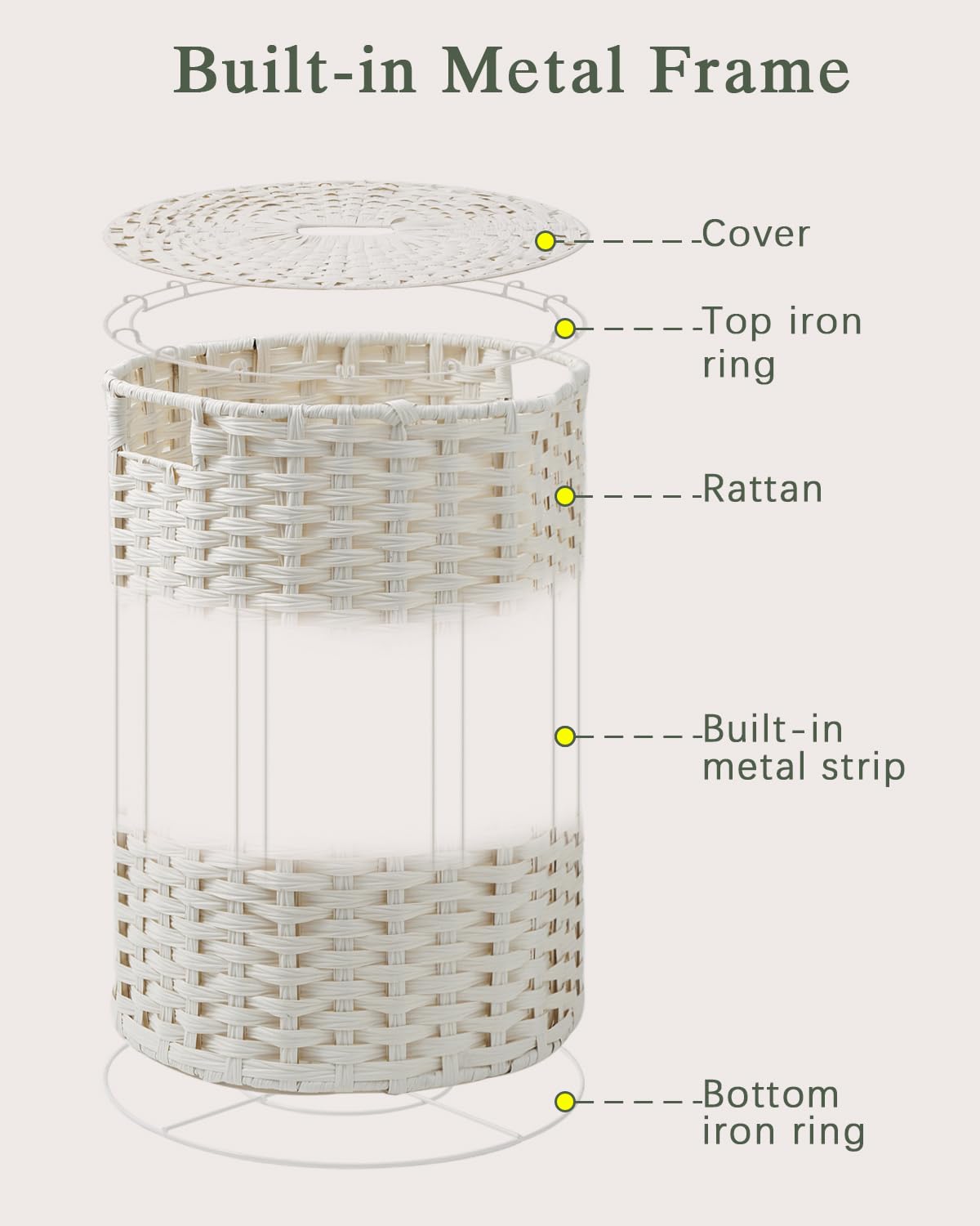 Open-Box New SETVSON Round Rattan 110L Handwoven Laundry Hamper