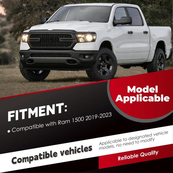 Left Halogen Headlight Assembly for 2019-2023 Ram 1500 Black Housing
