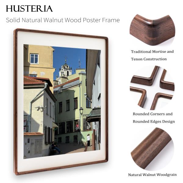 x24 Walnut Picture Frame Solid Wooden Poster Frame