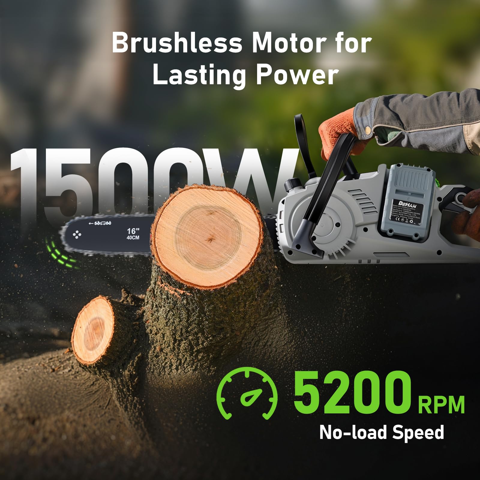 Inch Brushless Electric Chainsaw 2x 4.0Ah 21V Battery Tool-Free Tension Instant Brake