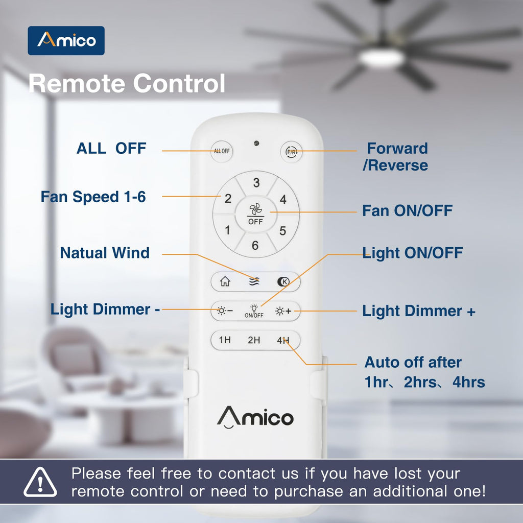 Open-Box New Amico 72 Dimmable Remote Quiet Black Modern IndoorOutdoor Ceiling Fan w Light