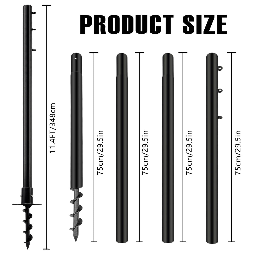 ft Heavy Duty Steel Sun Shade Sail Support Pole Kit Black