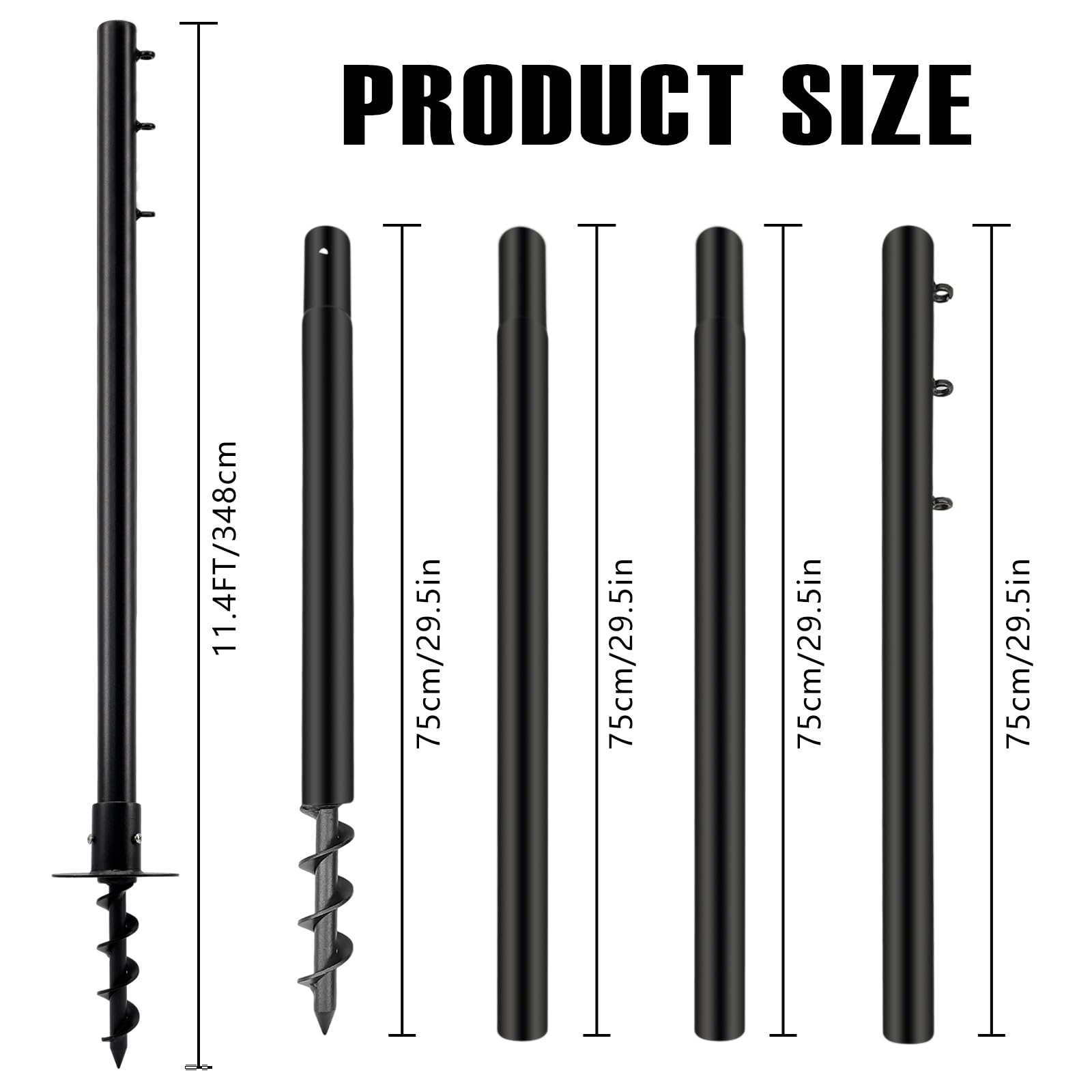 ft Heavy Duty Steel Sun Shade Sail Support Pole Kit Black