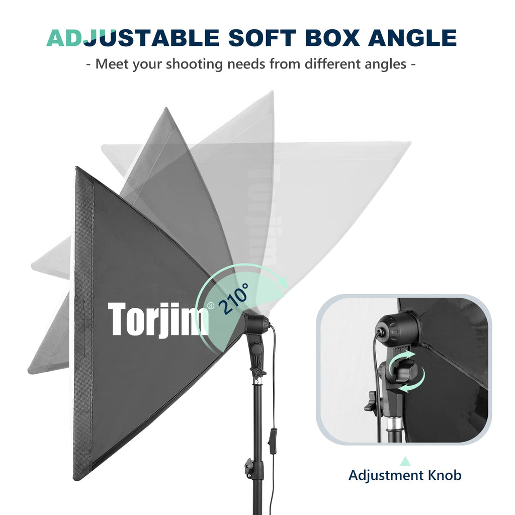 Open-Box New Torjim 2x 27 LED Softbox Photography Lighting Kit 3000-7500K.