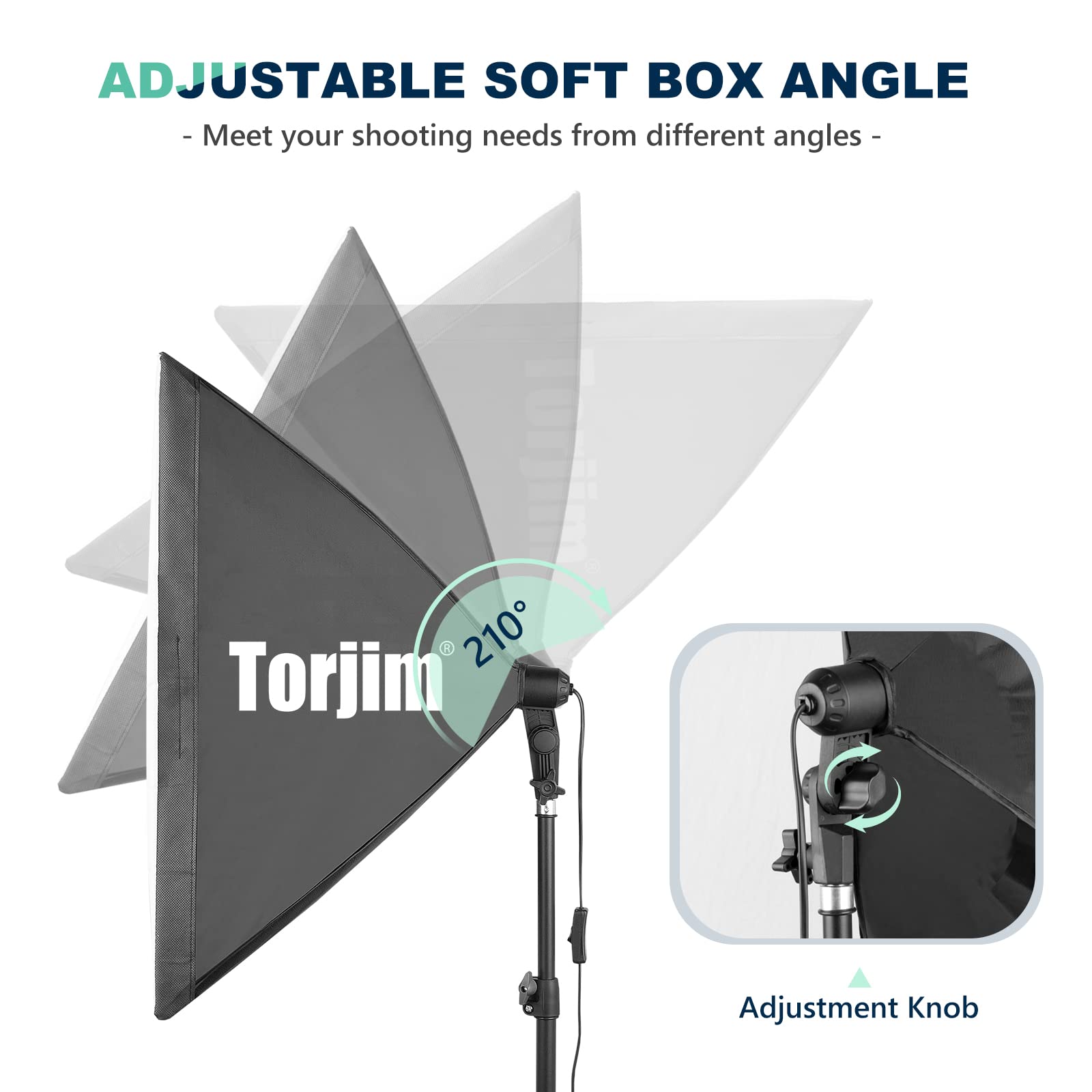 Open-Box New Torjim 2x 27 LED Softbox Photography Lighting Kit 3000-7500K.