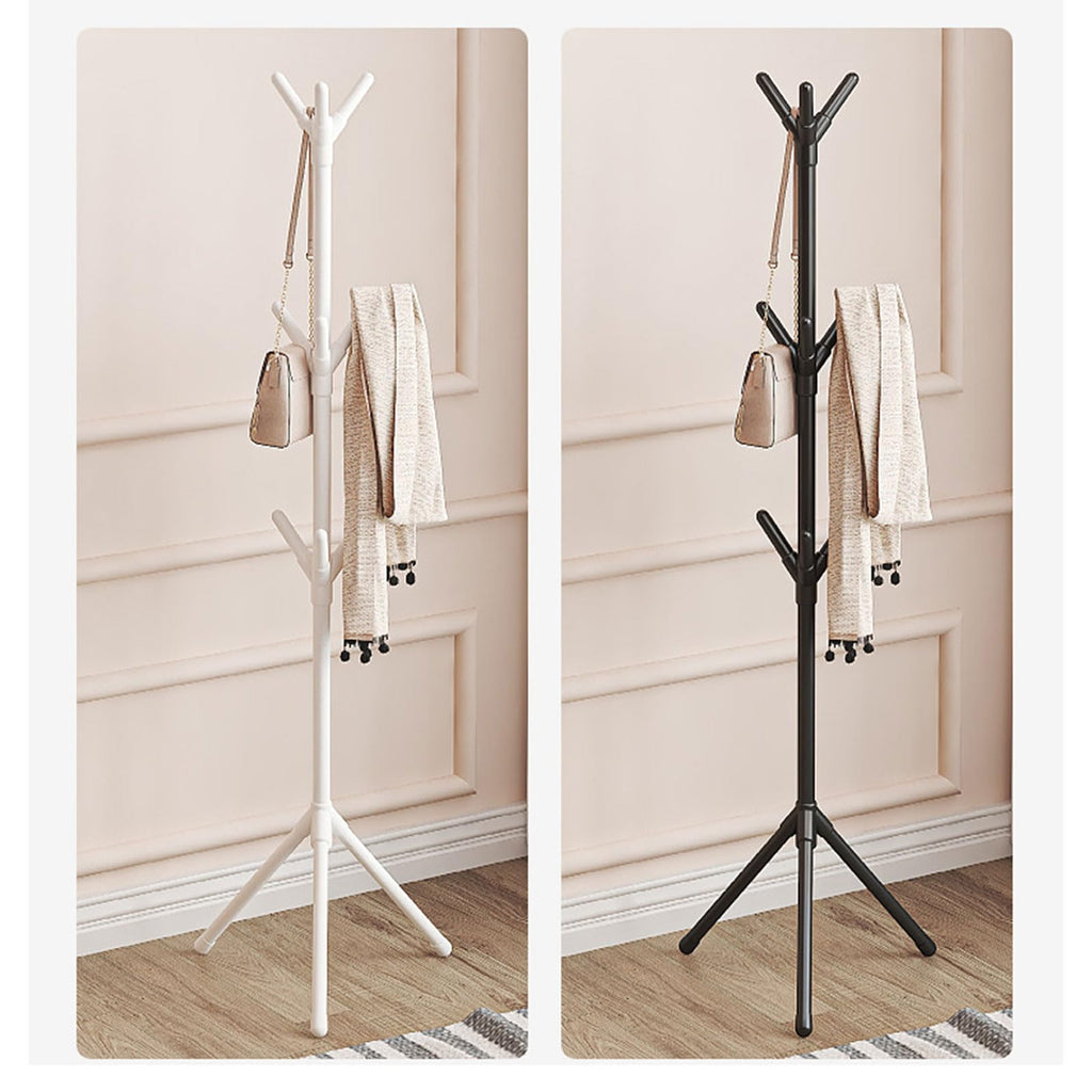 Black Freestanding Hall Tree Coat Rack with 3-Height Adjust  8 Hooks