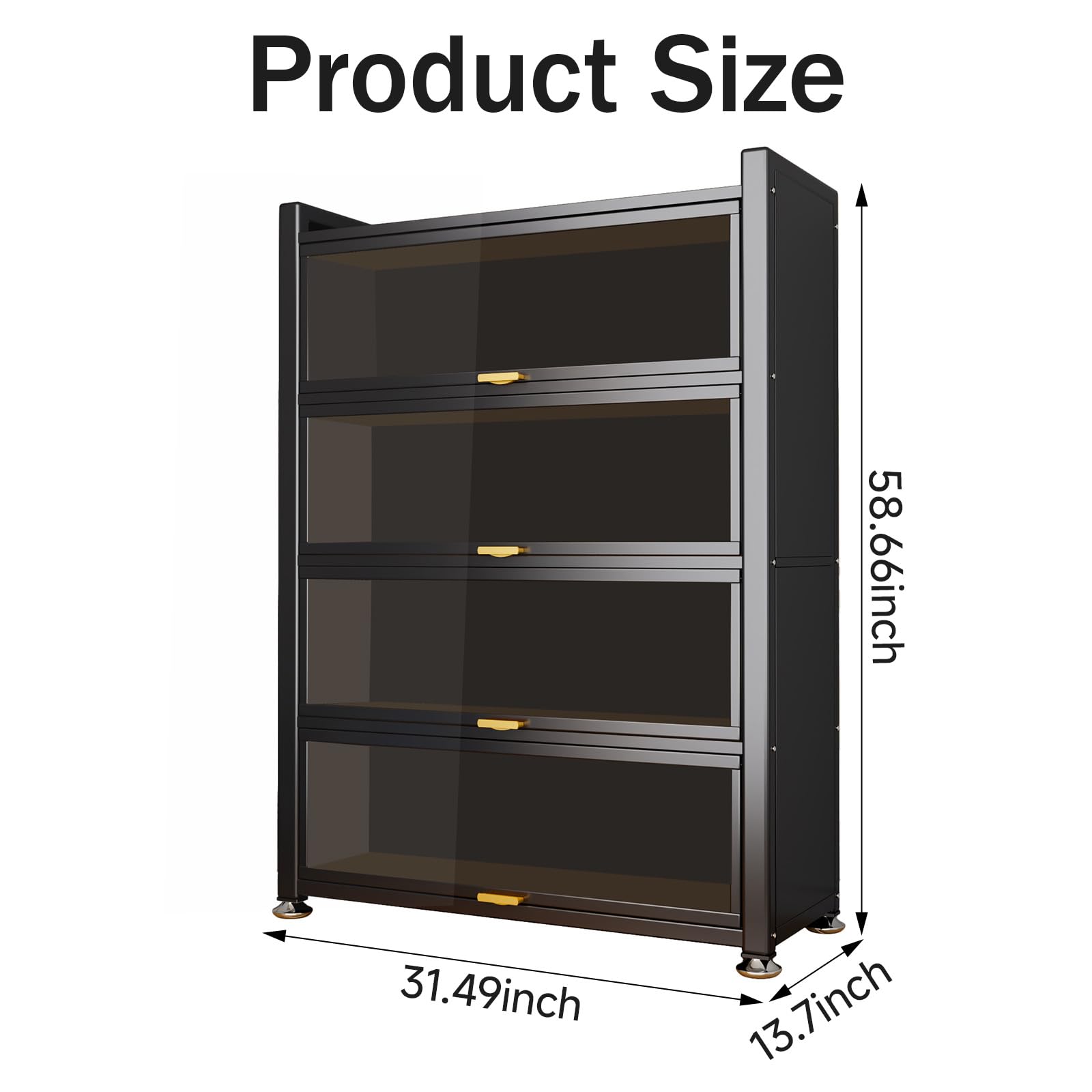 Black 4-Tier Display Cabinet Open Box New Retail $120
