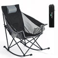 Oversized Rocking Camping Chair Fully Padded High Back Black Grey