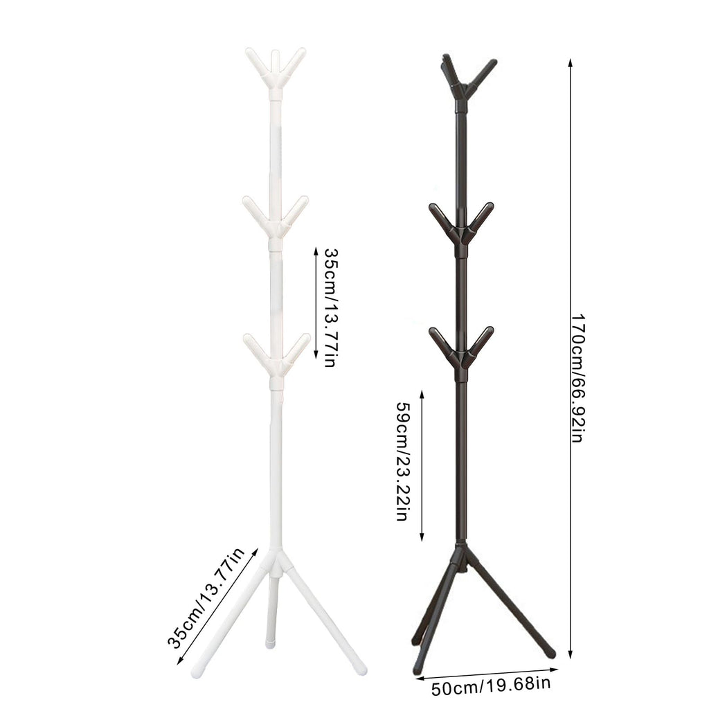 Black Freestanding Hall Tree Coat Rack with 3-Height Adjust  8 Hooks