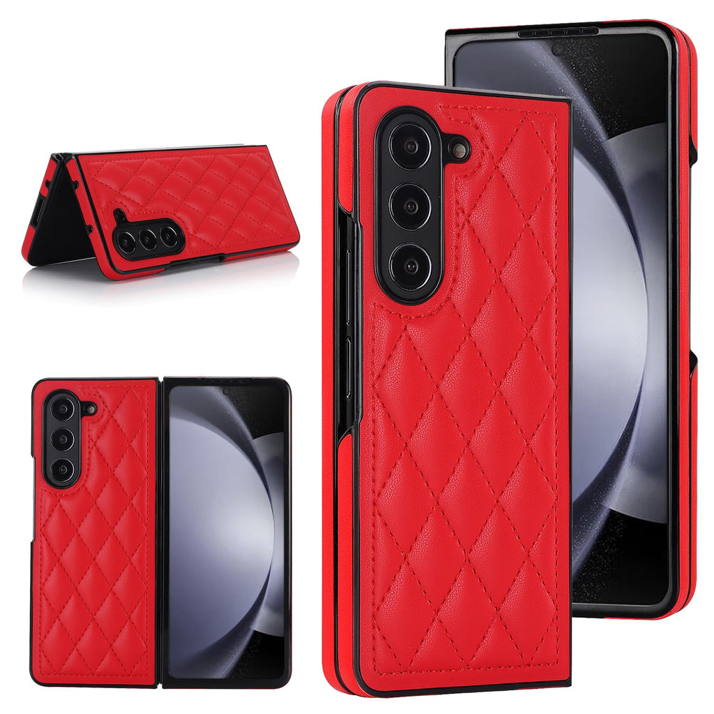 Samsung Galaxy Z Fold 6 Diamond Grain Leather Flip Case - Red