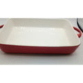 New As-Is Red Ceramic Baking Dish with Handles Retail $25.00