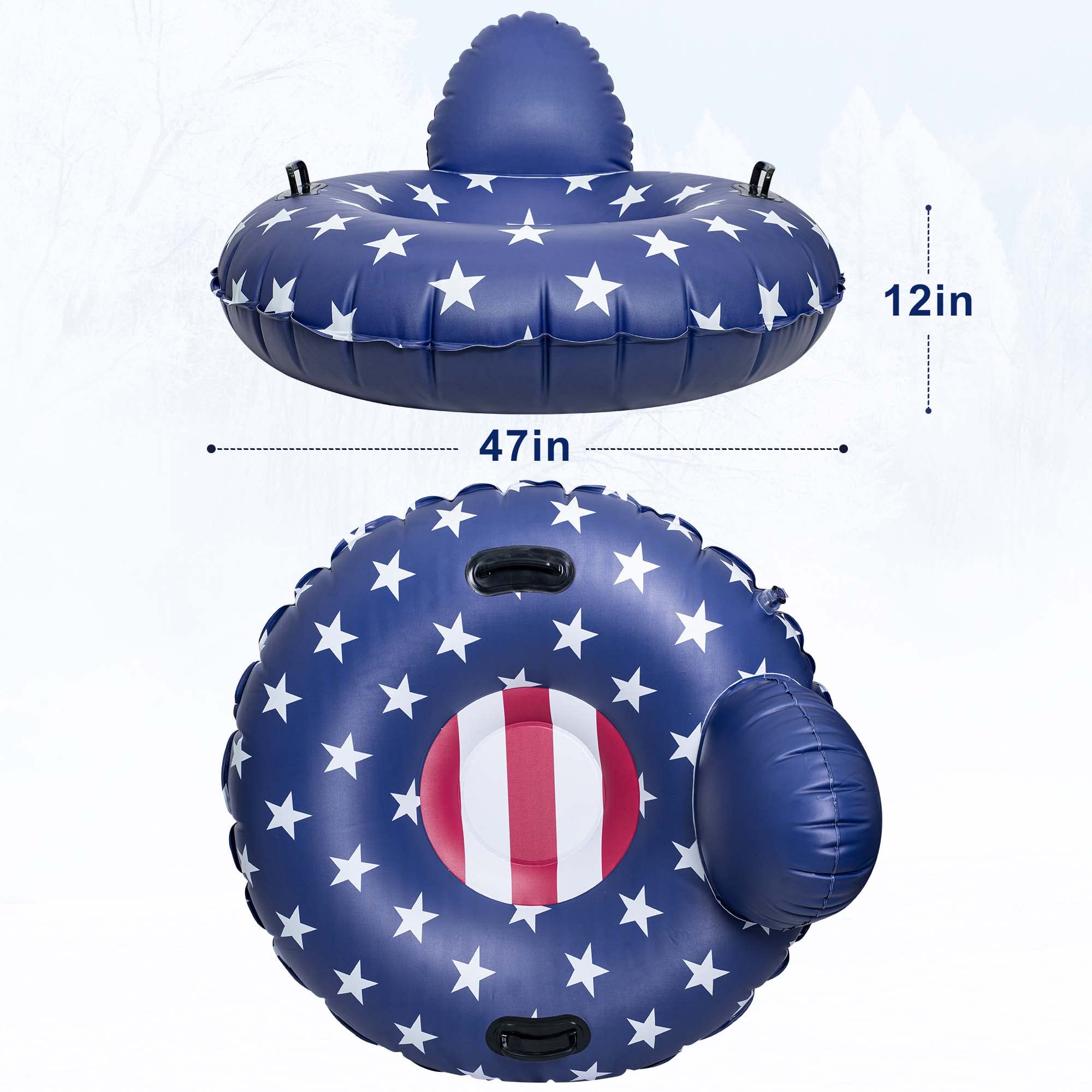 As-Is New PMNY 47 Inflatable Thickened Snow Tube w Backrest Retail $37.00