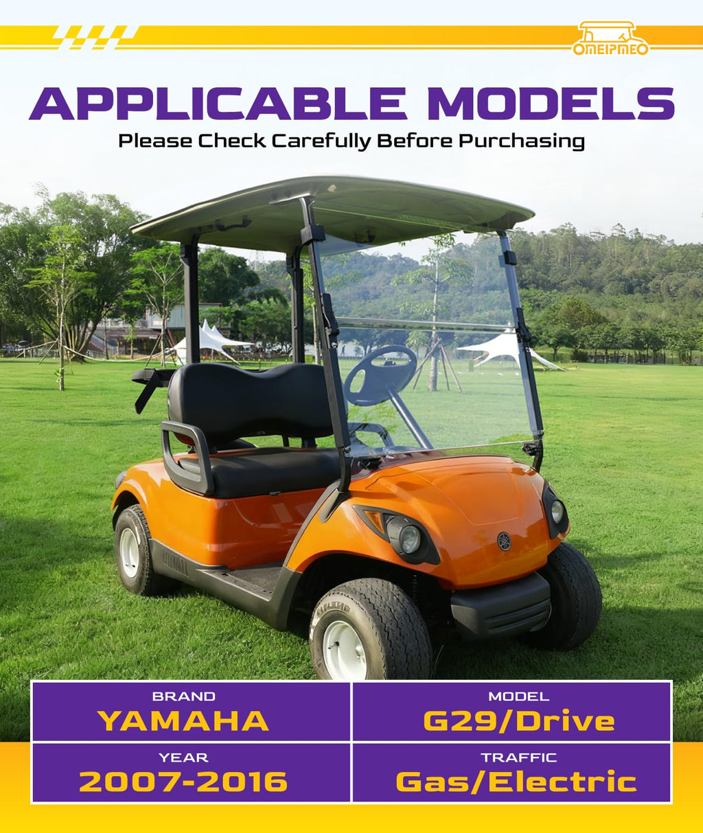 Clear Foldable Golf Cart Windshield for Yamaha G29Drive 2007-2016