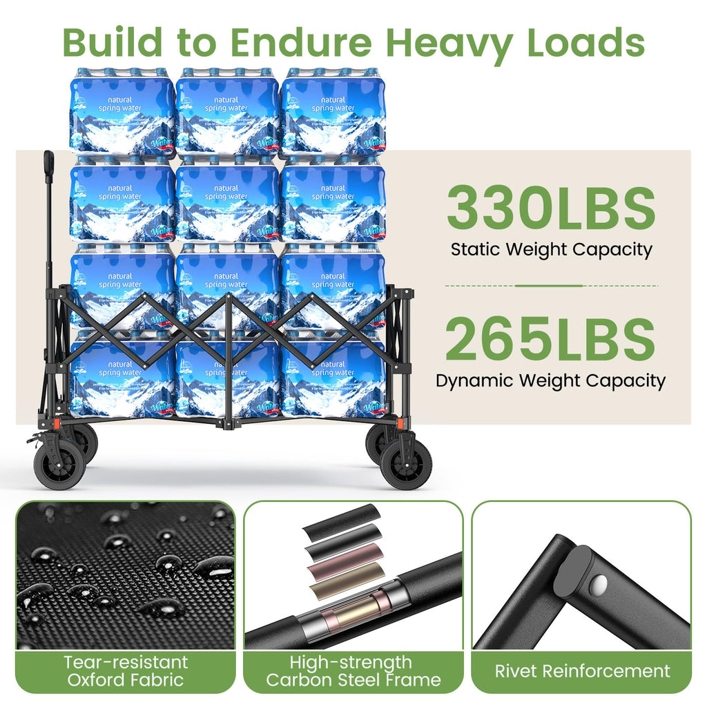 Collapsible Wagon Cart 330LBS Heavy Duty Folding Utility Cart with Wheels $59.25 Retail $79.00