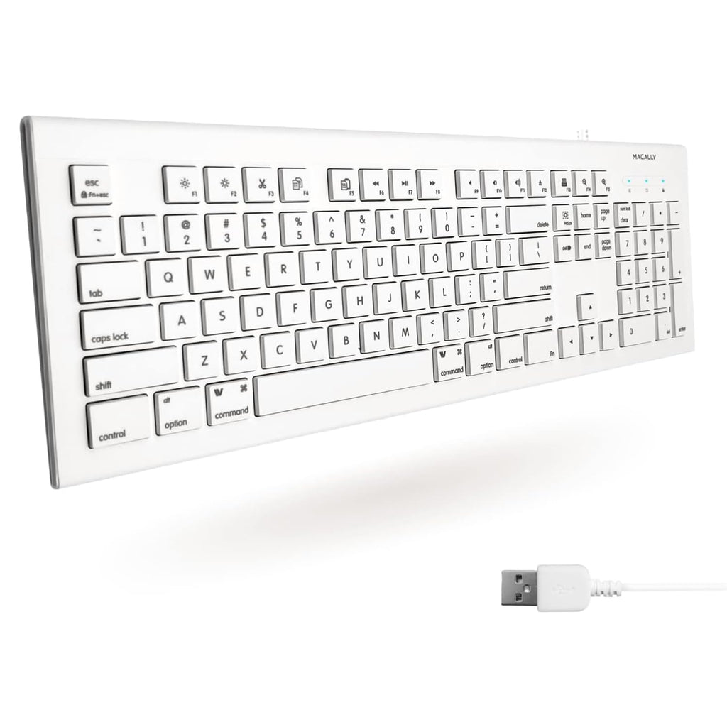 Open-Box New Macally Full Size USB Wired Keyboard with 15 Shortcut Keys for MacPC - Computer Keyboard Retail $24.00