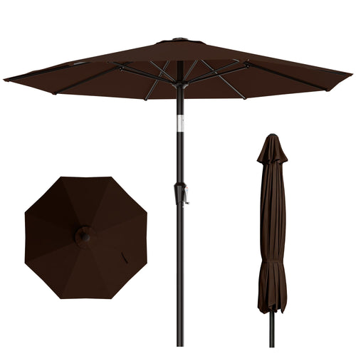 AreShark 10 FT Outdoor Patio Umbrella, Patio Table Umbrella with Push Button Tilt and Crank, Outdoor Patio Umbrellas with 8 Fiberglass Ribs, Patio Umbrellas for Market, Garden, Pool (Brown) Retail $75.00
