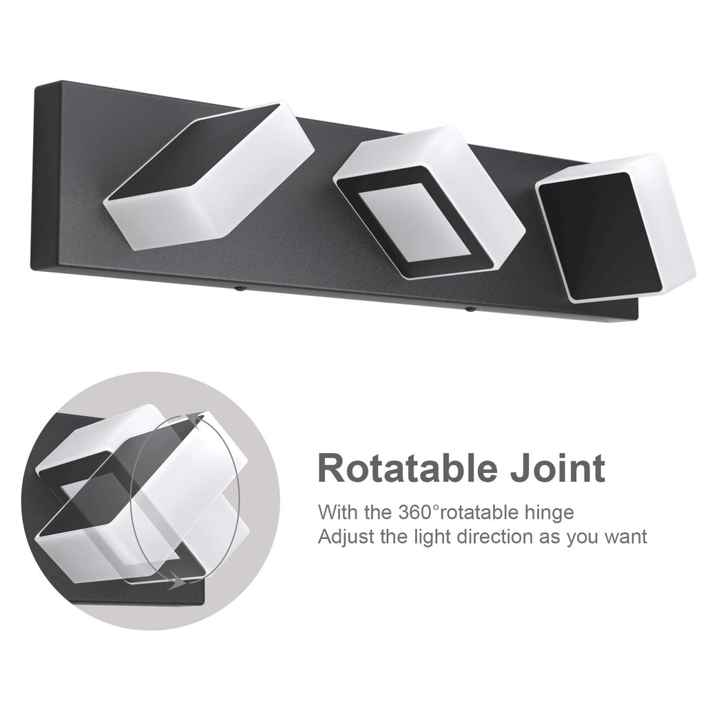 Modern Black LED 3-Light Acrylic Bathroom Vanity Wall Lighting Fixture Black-White