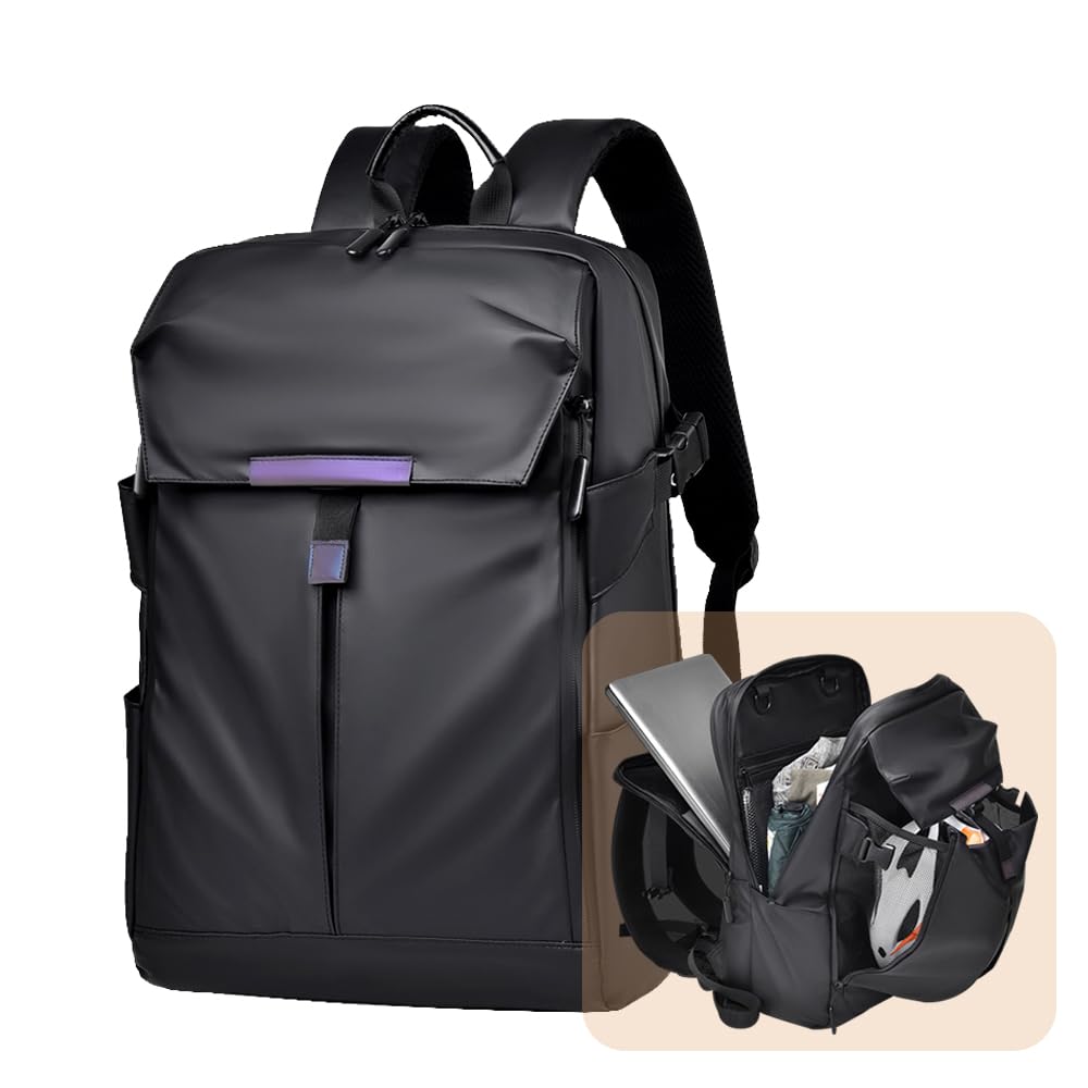 Mens Black Leather Multipurpose Backpack - Waterproof  Reflective Retail $39.00