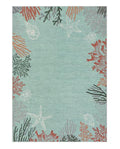 Coastal Coral Ocean Washable Area Rug 5 x 7 Aqua