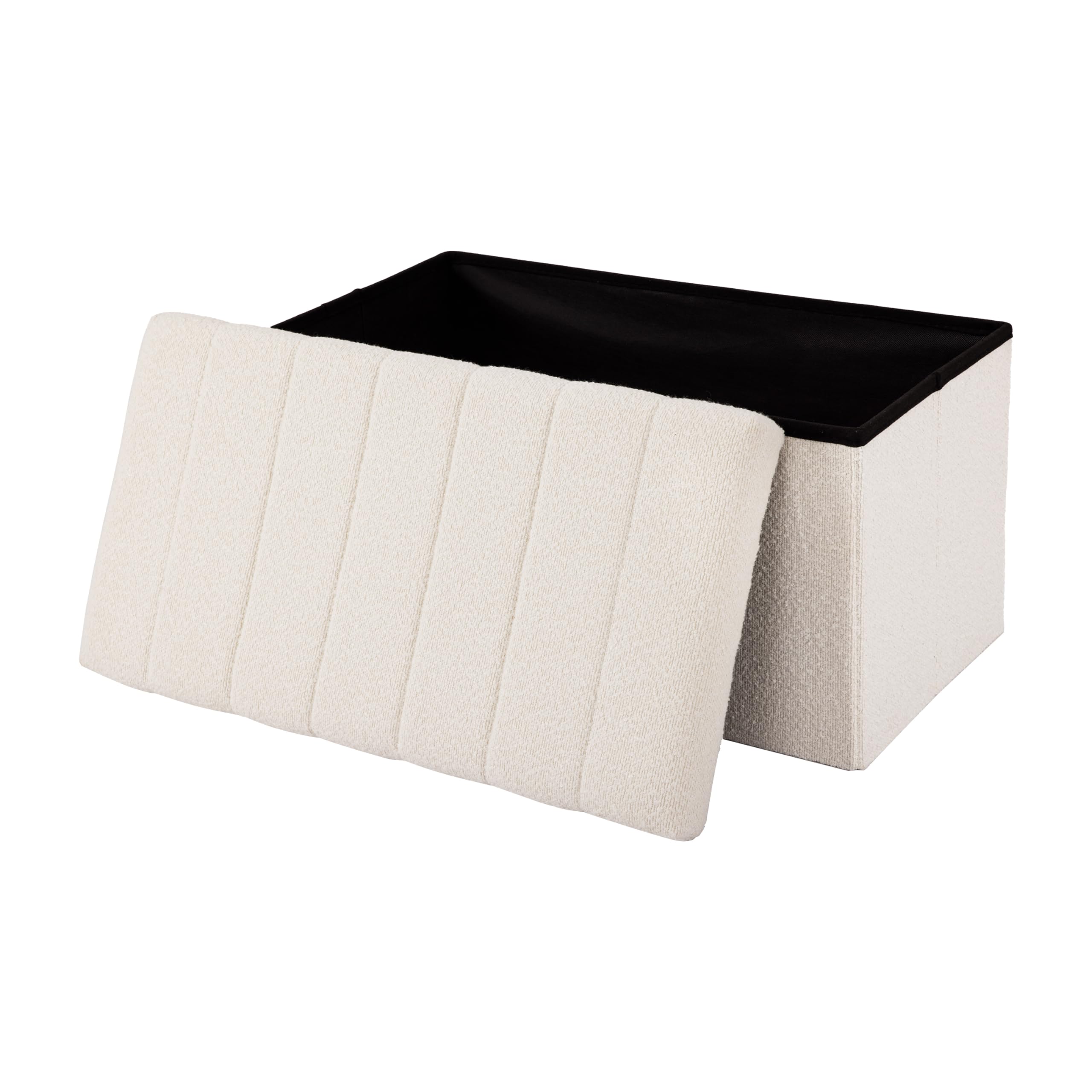 Seville Classics 30 White Boucle Storage Ottoman 30W x 15.7D