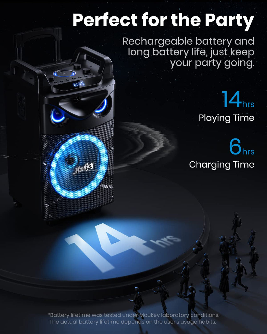 New Open-Package Moukey MTs10-2 10 Woofer Portable Karaoke System with 2 Wireless Mics