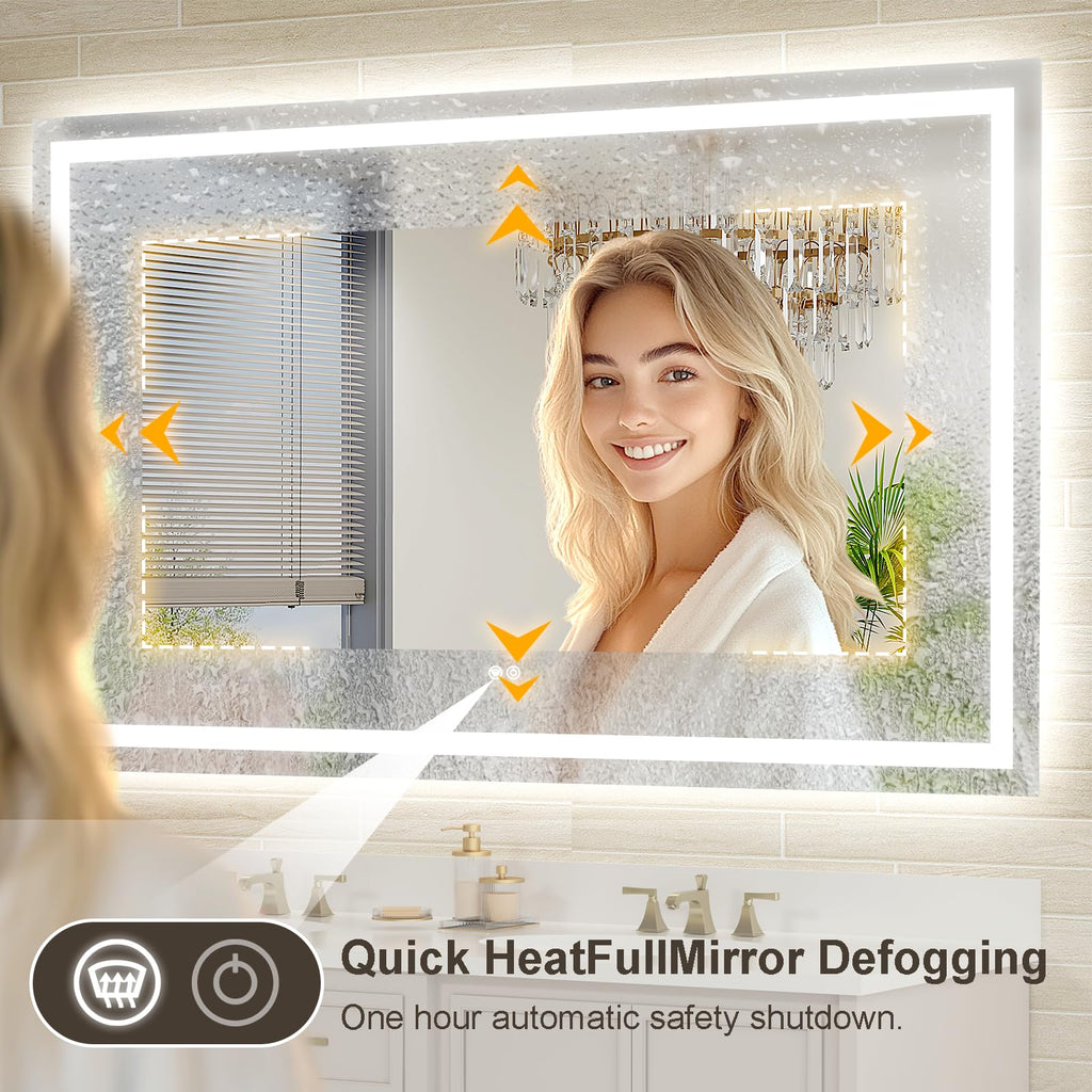 x30 LED Backlit Dimmable Anti-Fog Tempered Wall-Mounted Bathroom Mirror