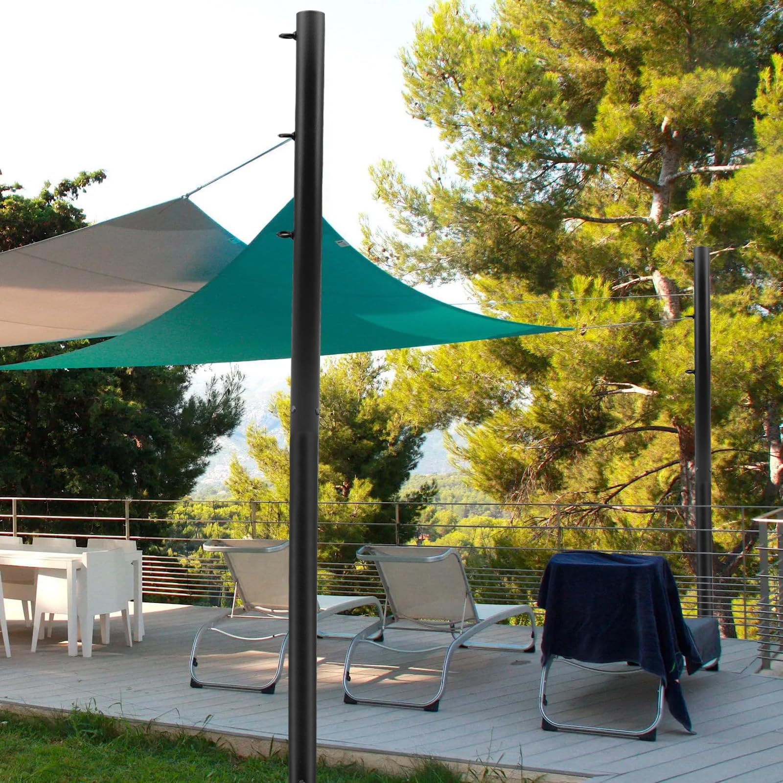 ft Heavy Duty Steel Sun Shade Sail Support Pole Kit Black