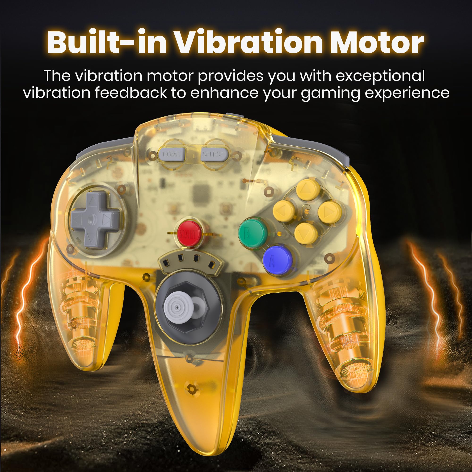 Transparent Yellow 2.4 GHz Wireless N64 Switch Online Controller with USB  N64 Receiver Retail $42.00