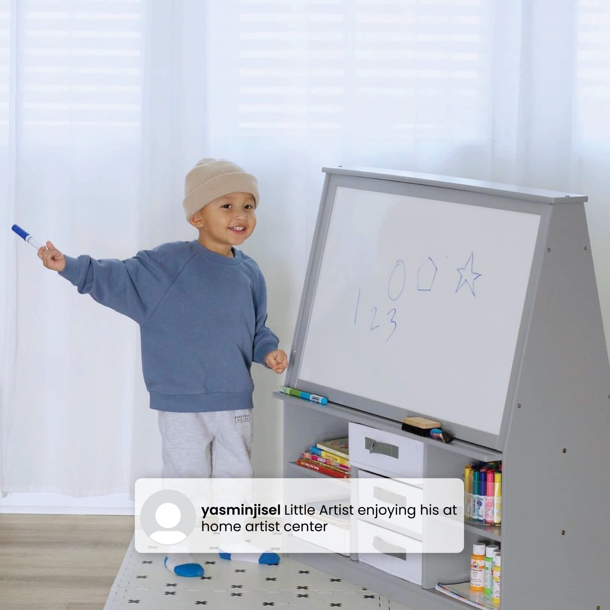 Delta Children at-Home Artist Center - Deluxe Double-Sided Easel and Storage Unit, Grey Retail $119.00