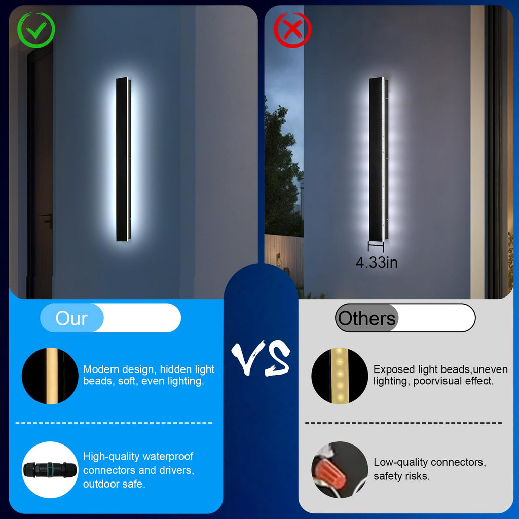 Modern Black 47.3 Dimmable Linear Exterior Wall Sconce