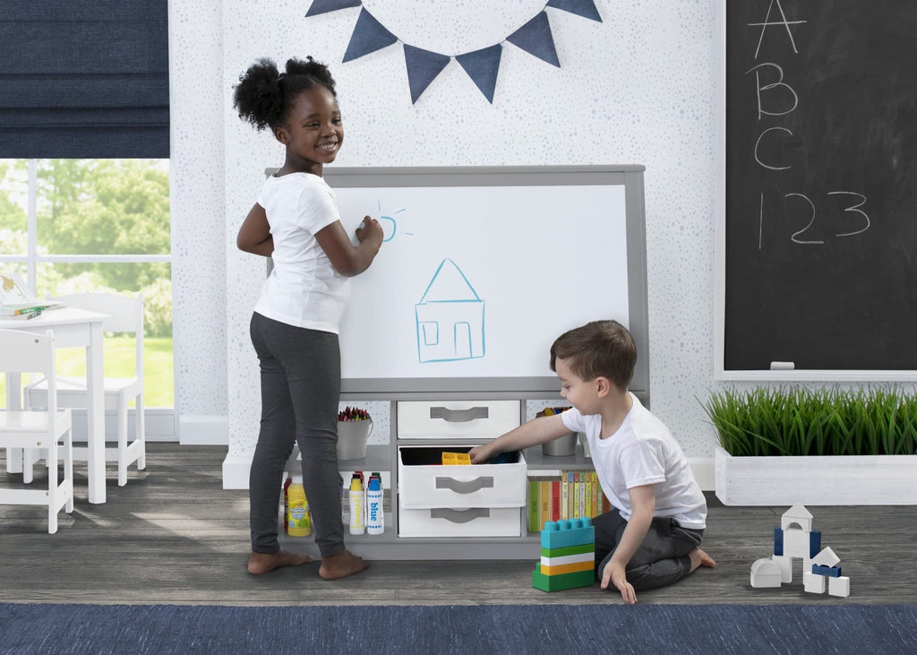 Delta Children at-Home Artist Center - Deluxe Double-Sided Easel and Storage Unit, Grey Retail $119.00