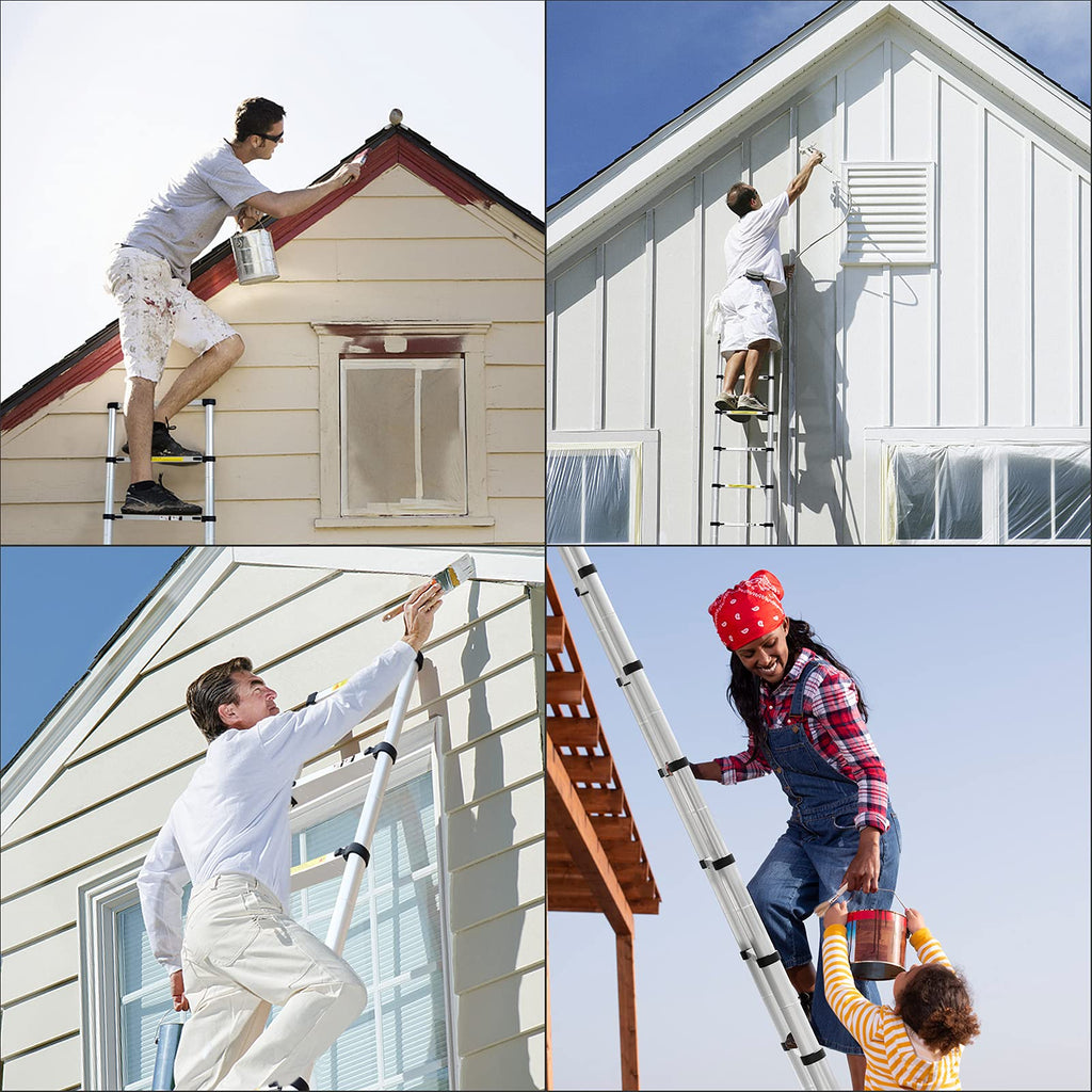(8.5Ft/2.6M) Telescoping Ladders,EN131Standards Multi-Purpose Folding Aluminum Extension Ladder Retail $72.00