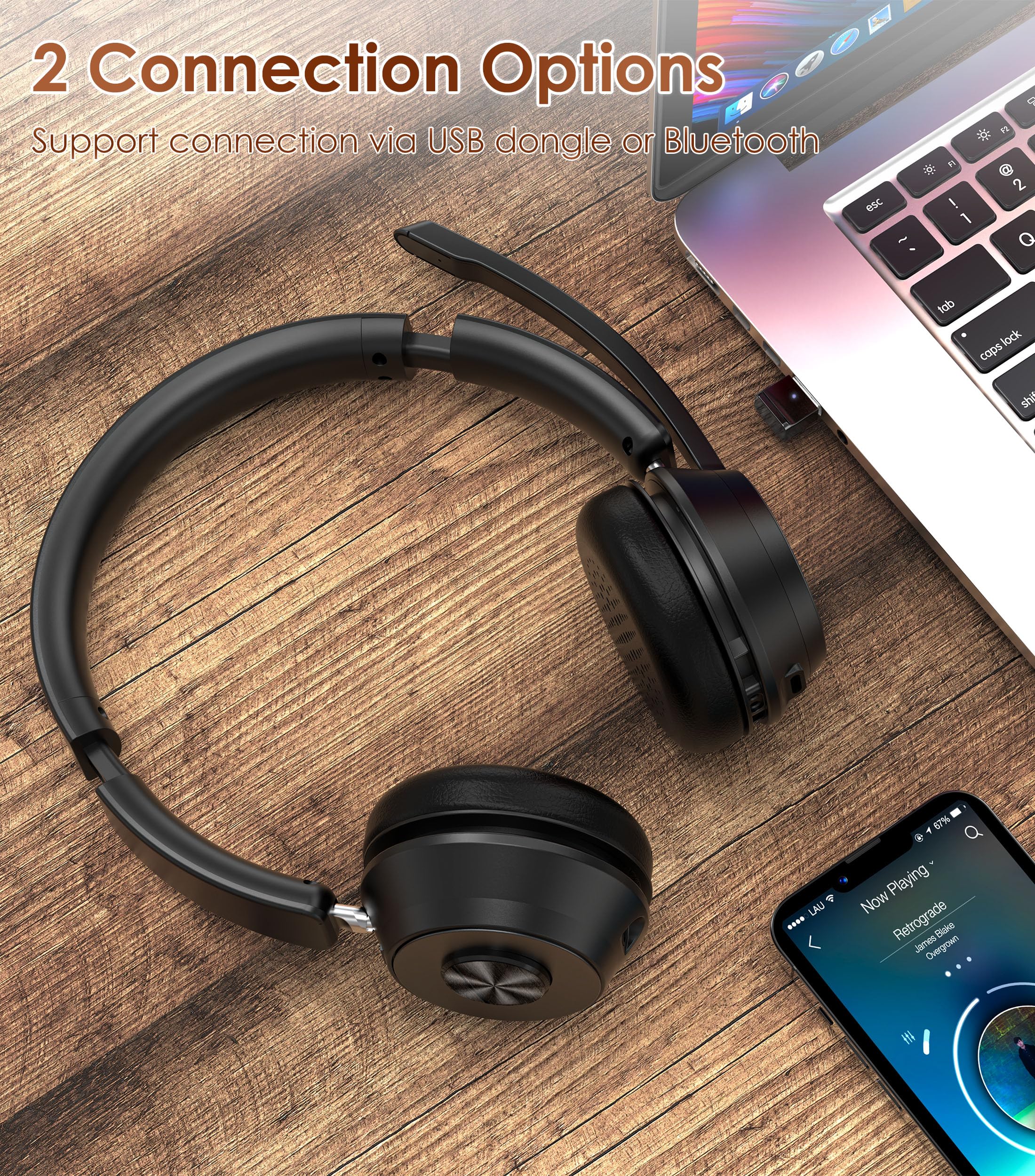New Open-Box Soothielec KH53 Wireless BT AI Noise Canceling Mic USB Dongle 40H Battery Headset Retail $55.00