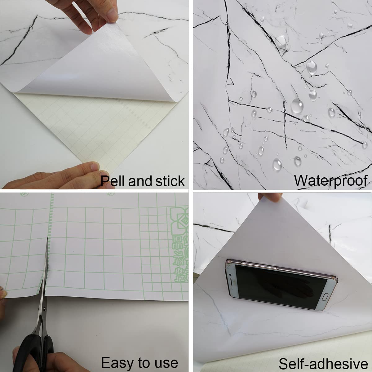 Extra Wide Black White Marble Peel and Stick Wallpaper Waterproof Vinyl Contact Paper $50.25