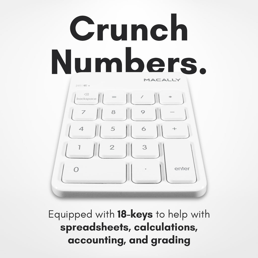 Open-Box New Macally Bluetooth 18-Key Rechargeable Wireless Numpad - White Retail $29.00