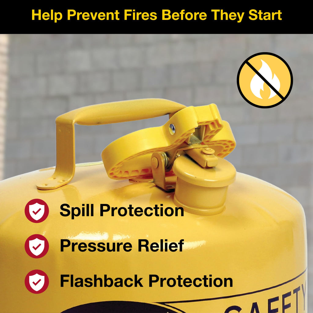 Gallon Type I Yellow Safety Gas Can for Diesel with Flame Arrester and Funnel