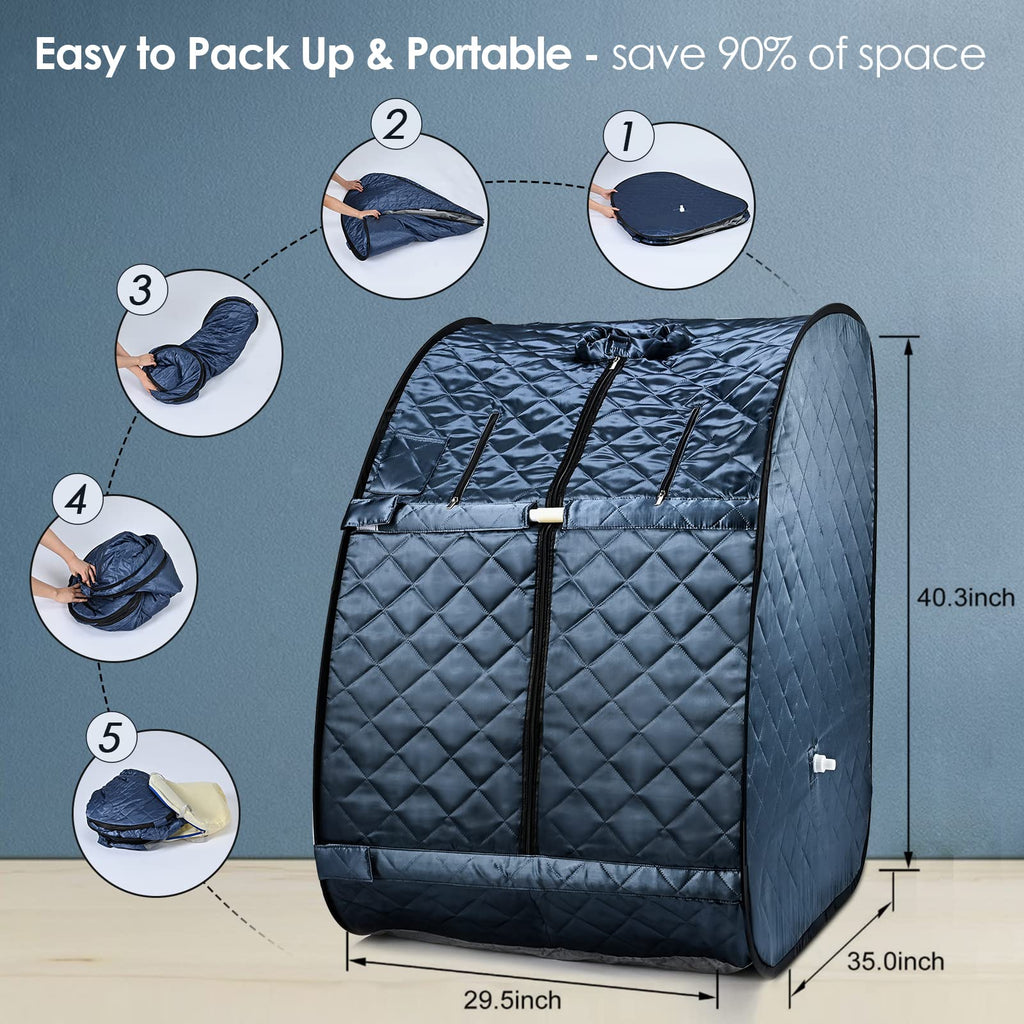 New Sunakie Portable Foldable 800W Personal Steam Sauna w Remote Retail $159.00