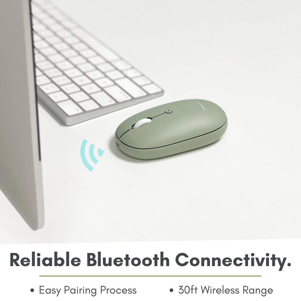Open-Box New Macally Green Wireless Bluetooth Quiet Click Rechargeable Mouse Retail $29.00