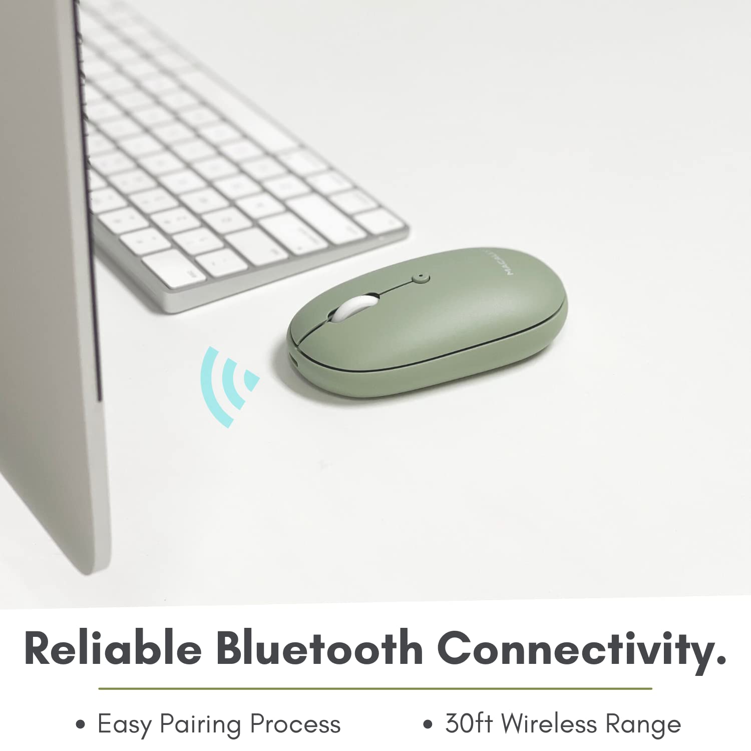 Open-Box New Macally Green Wireless Bluetooth Quiet Click Rechargeable Mouse Retail $29.00