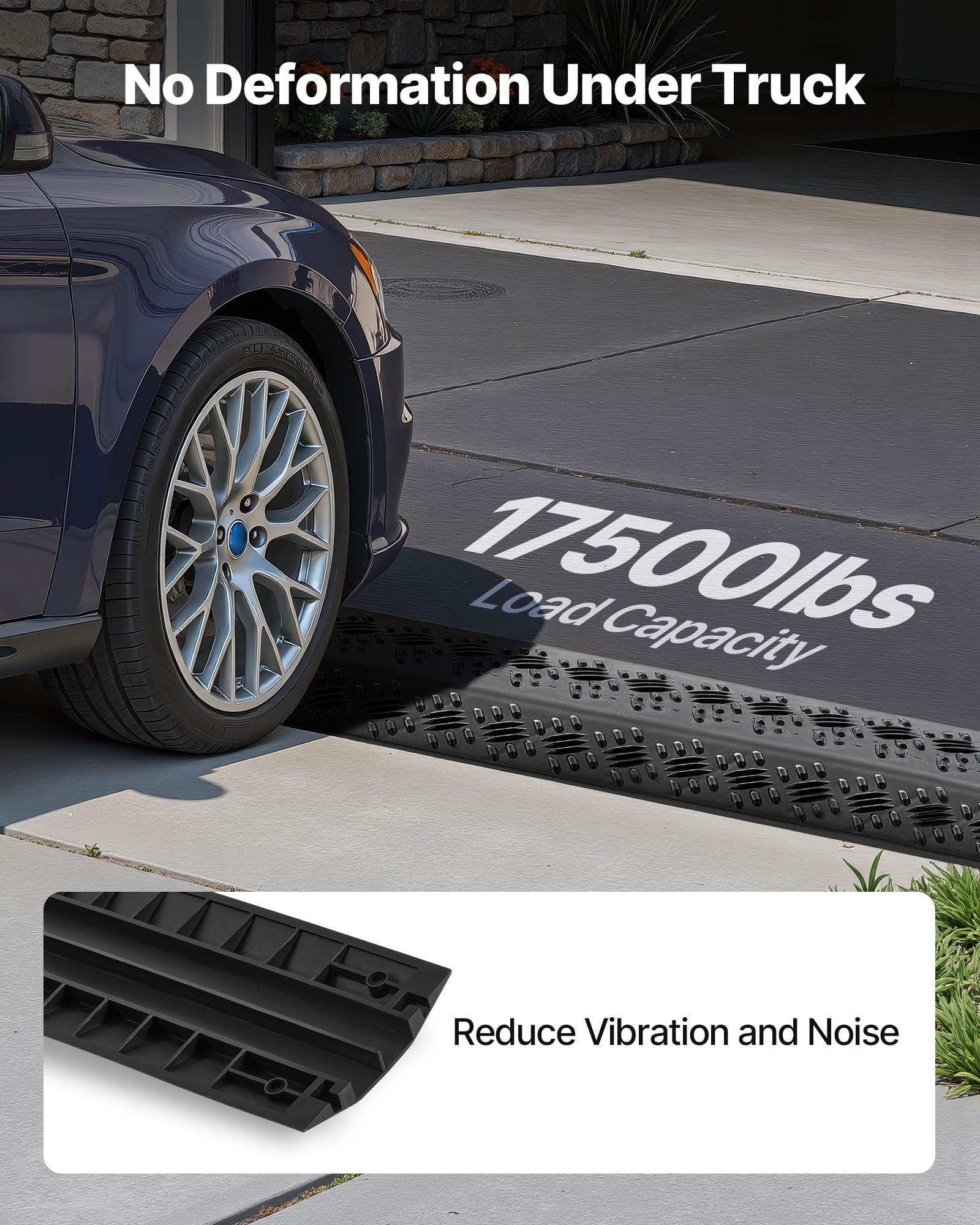 Black 2-Channel Cable Protector Ramp 38.3 Inches 17500 lbs Load Capacity
