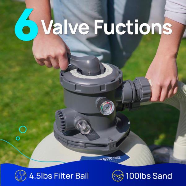in Sand Filter Pump for Above Ground Pool 34 HP 3800 GPH with 6-Way Valve and Timer