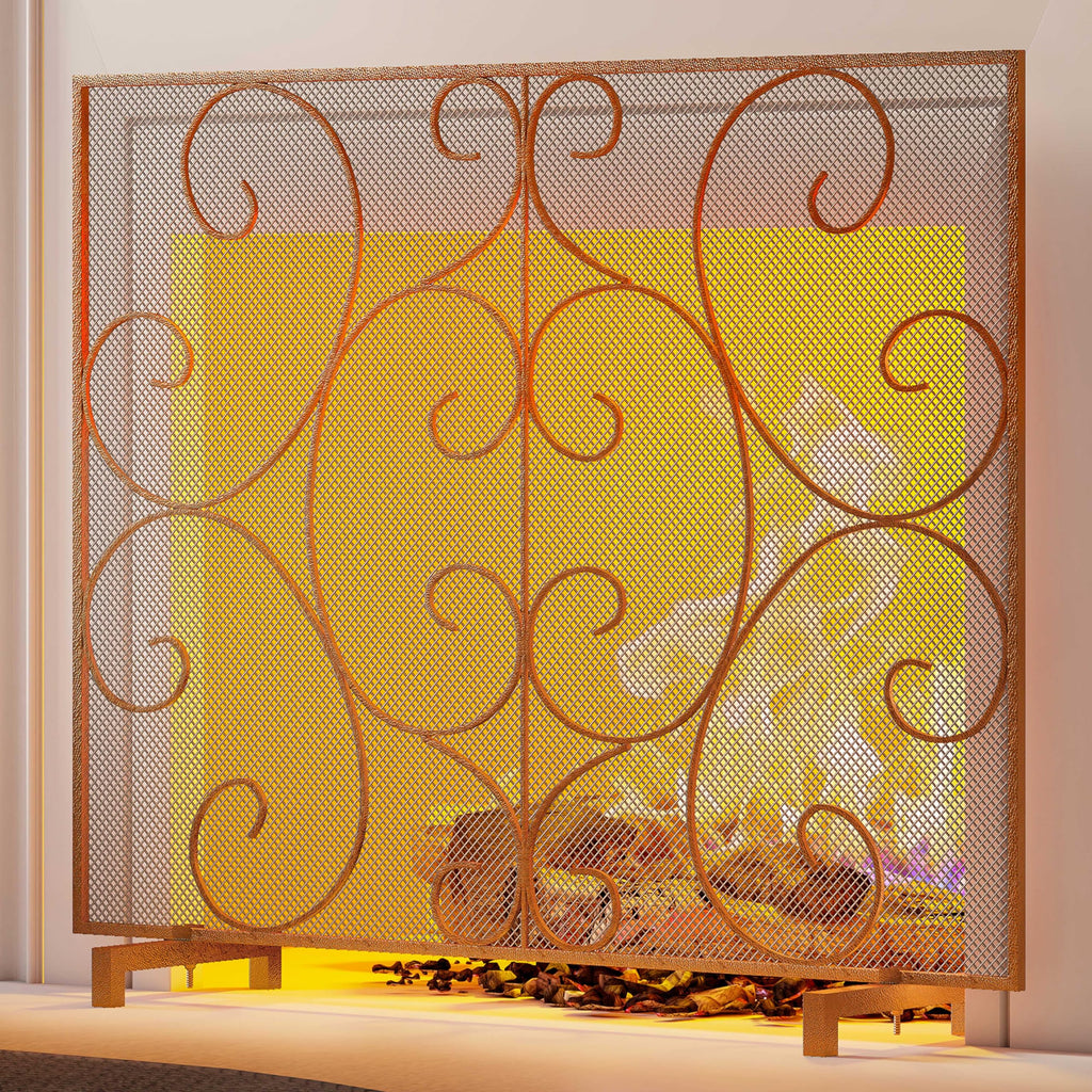 Open-Box New Kingson Decorative Single Panel Antique Bronze Fireplace Screen Retail $69.99