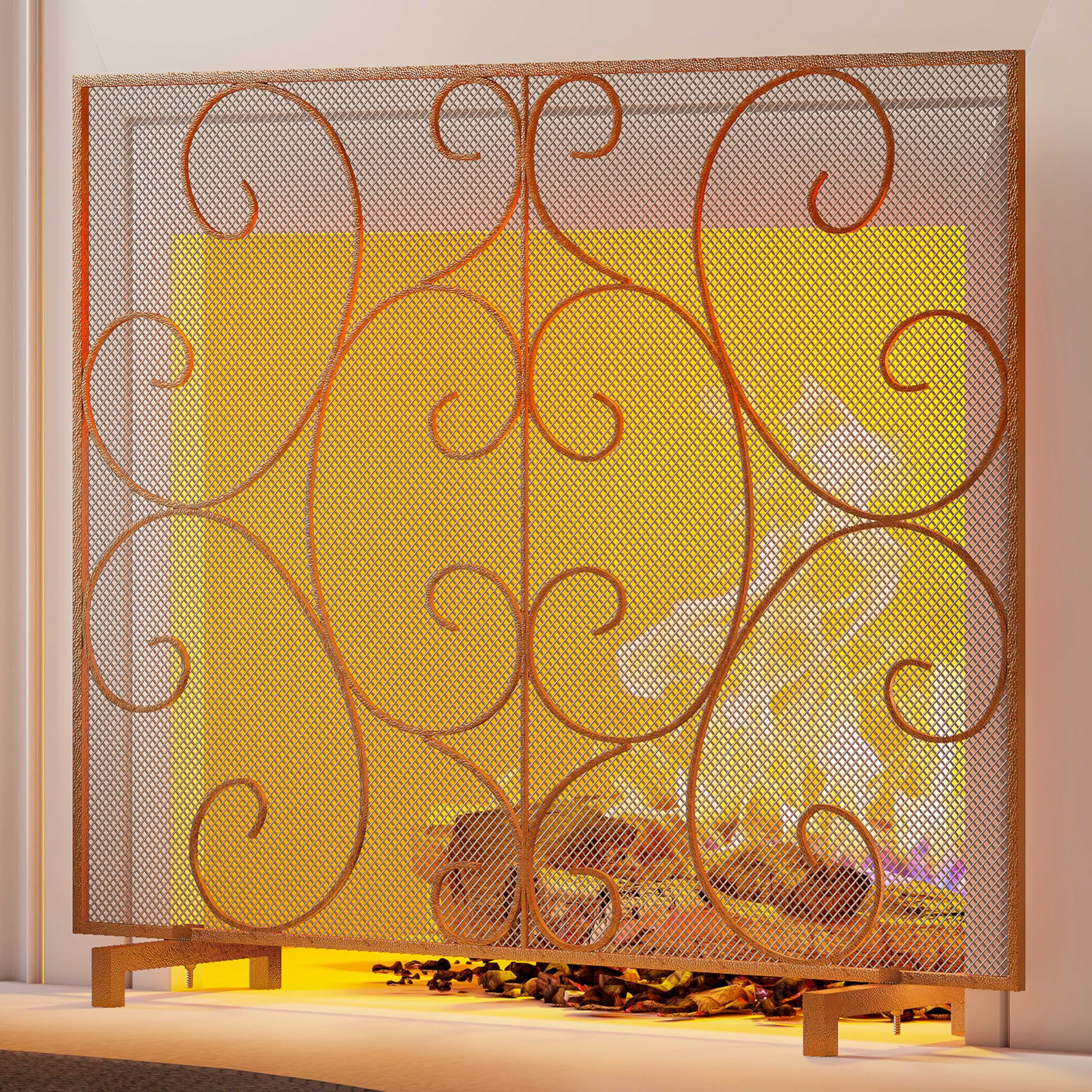 Open-Box New Kingson Decorative Single Panel Antique Bronze Fireplace Screen Retail $69.99