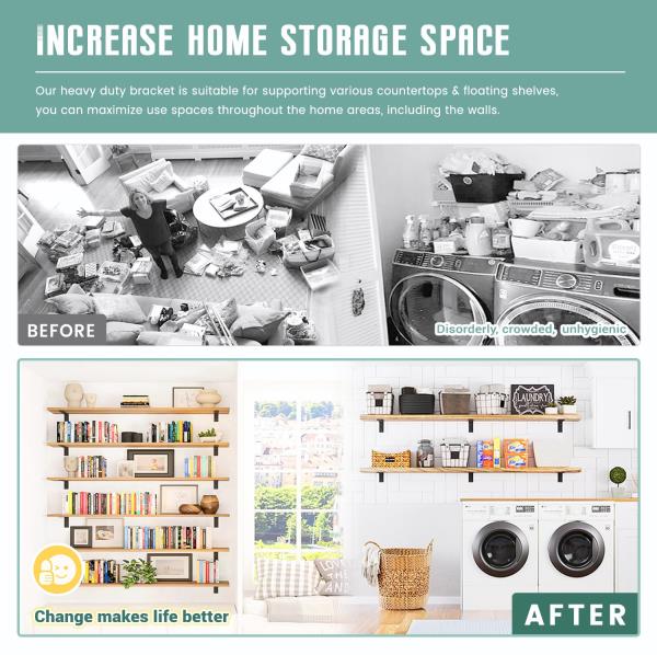 Countertop Support Brackets 4 Pack L Bracket Countertop Brackets 12" x 6" x 2.5" Heavy Duty 3/8" Thick Shelf Brackets Metal Corbels L Shape Bracket for Wood Shelf/Quartz/Granite/Concret Countertops Retail $69.00