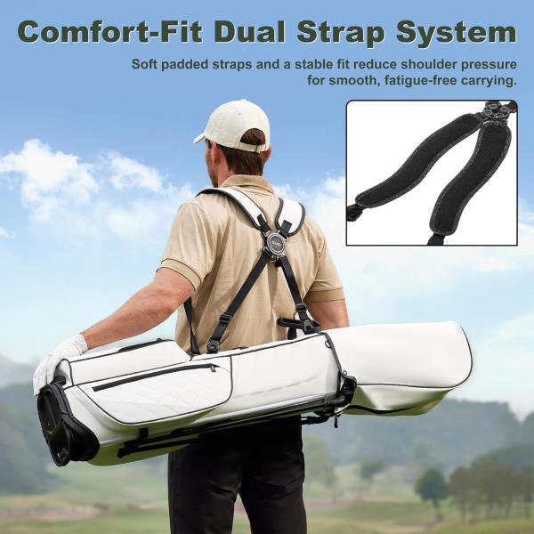 -Way Golf Stand Bag Premium PU Leather Lightweight Stand Bag