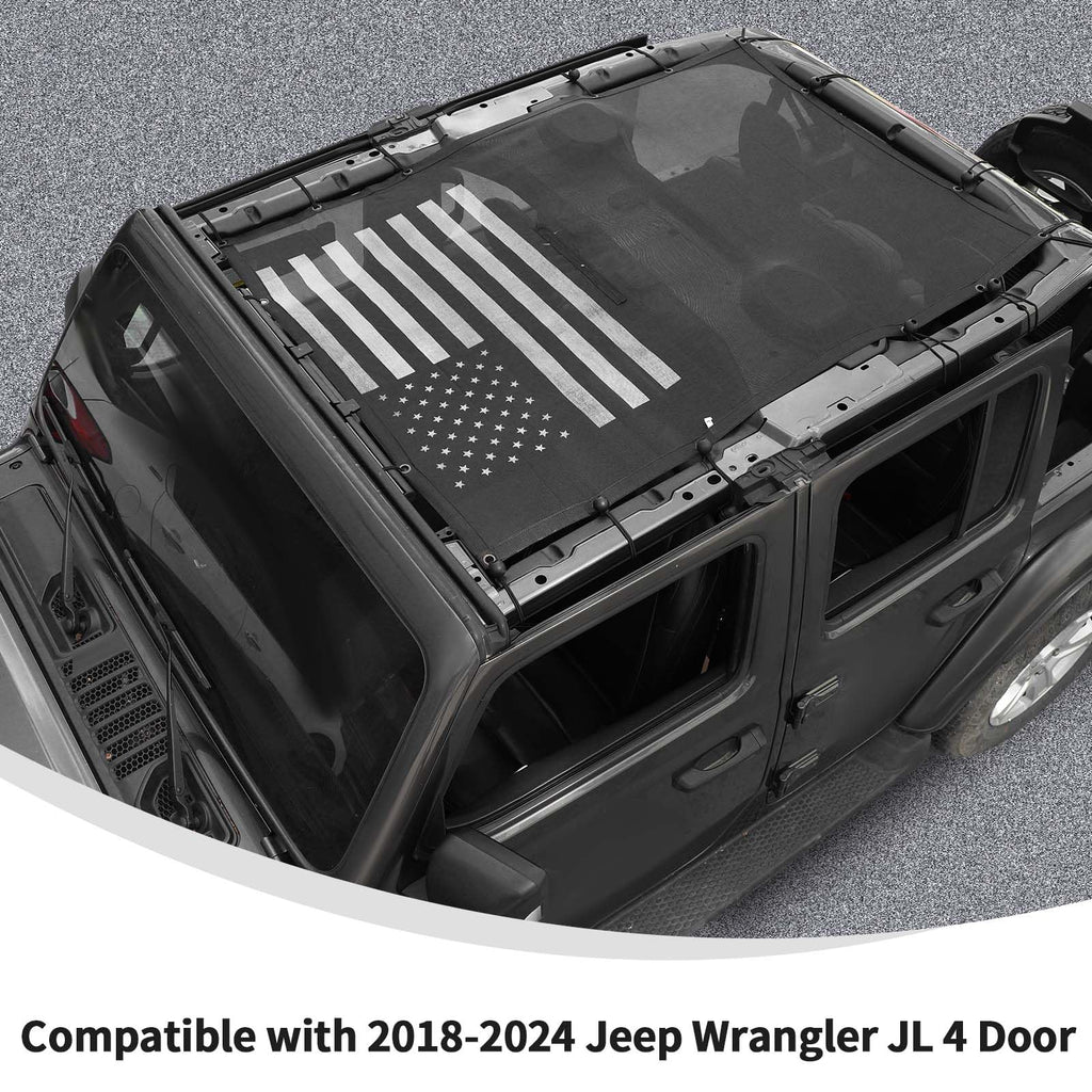 Full-Body Mesh Sun Shade Bikini Top Cover for 2018-2026 Jeep Wrangler JL 4-Door Black  White Retail $34.00