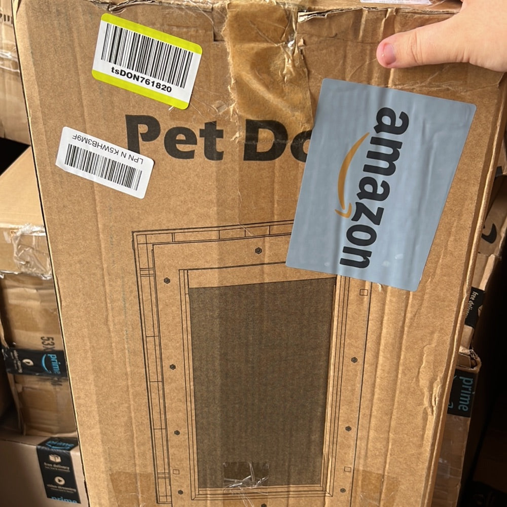 Open-Box New PETCOMING Large Plastic Dog Door w Double Magnetic Flaps for 100lb Pets Retail $59.99