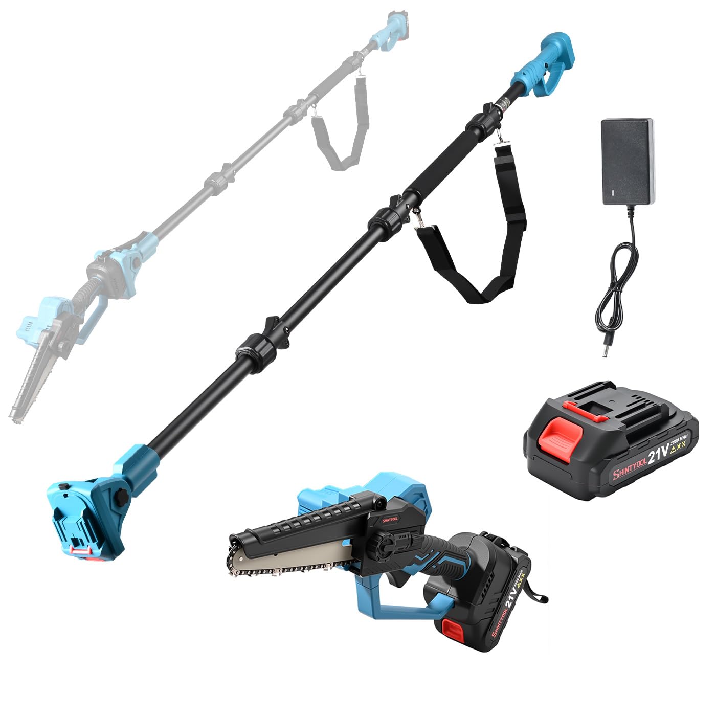 Blue 2-In-1 Pole Saw  6-Inch Mini Chainsaw