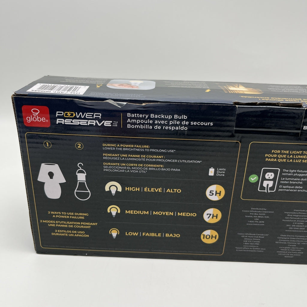 Open-Box New Globe LED Bulb with 60W Eq. 10 Hr Battery Backup 6-Count Retail $37.00